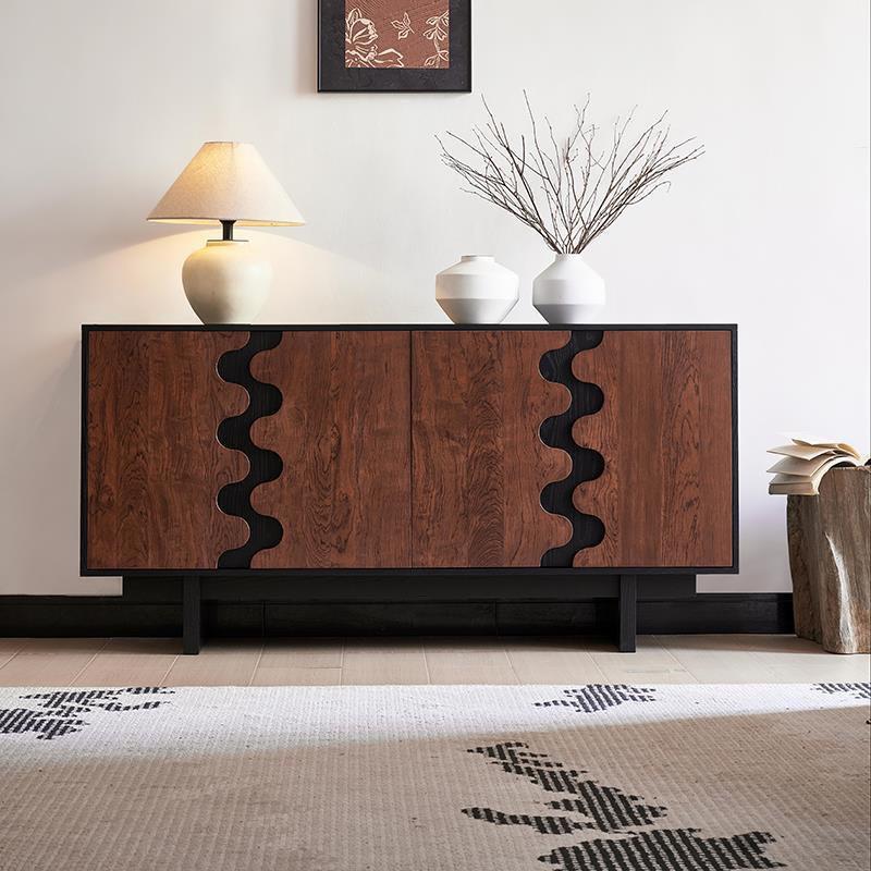 法式餐边实木复古靠墙储物柜中古玄关现代简约卧室客厅收纳茶水