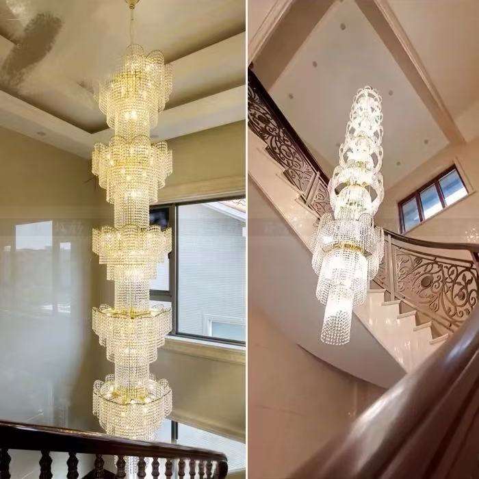 欧式水晶吊灯客厅大灯现代奢华高档大吊灯复式楼挑空别墅枝形吊灯