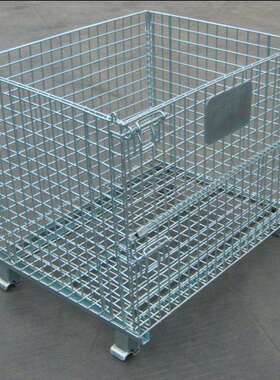 宁波折叠式仓储笼可移动可堆高加强铁丝金属周转筐钢丝仓储笼配件