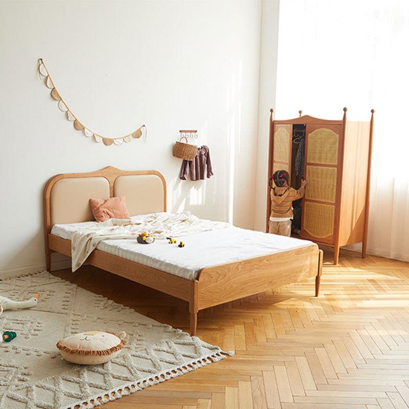 日式全实木卡通型樱桃木儿童床子母床双层抽拉床单人极简伸缩拖床