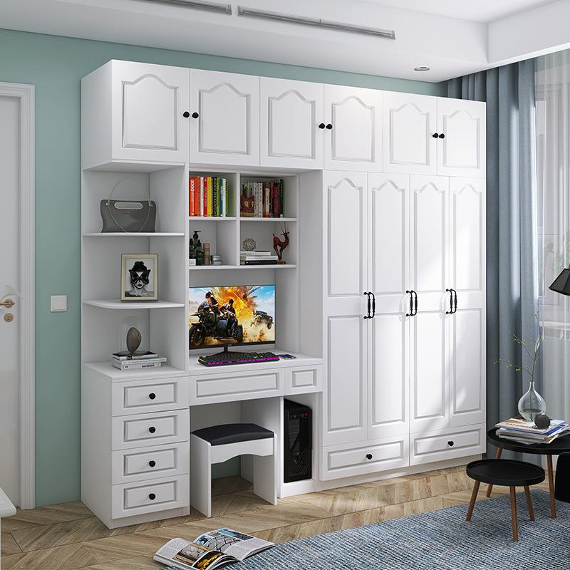 衣柜带电脑书桌化妆桌一体现代简约家用卧室组装小户型多功能柜子