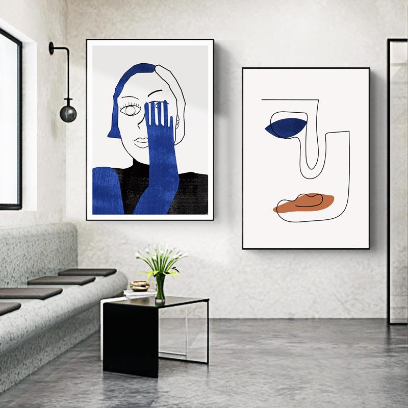 纯手工油画现代装饰画客厅卧室墙壁画简约抽象人物手绘挂画