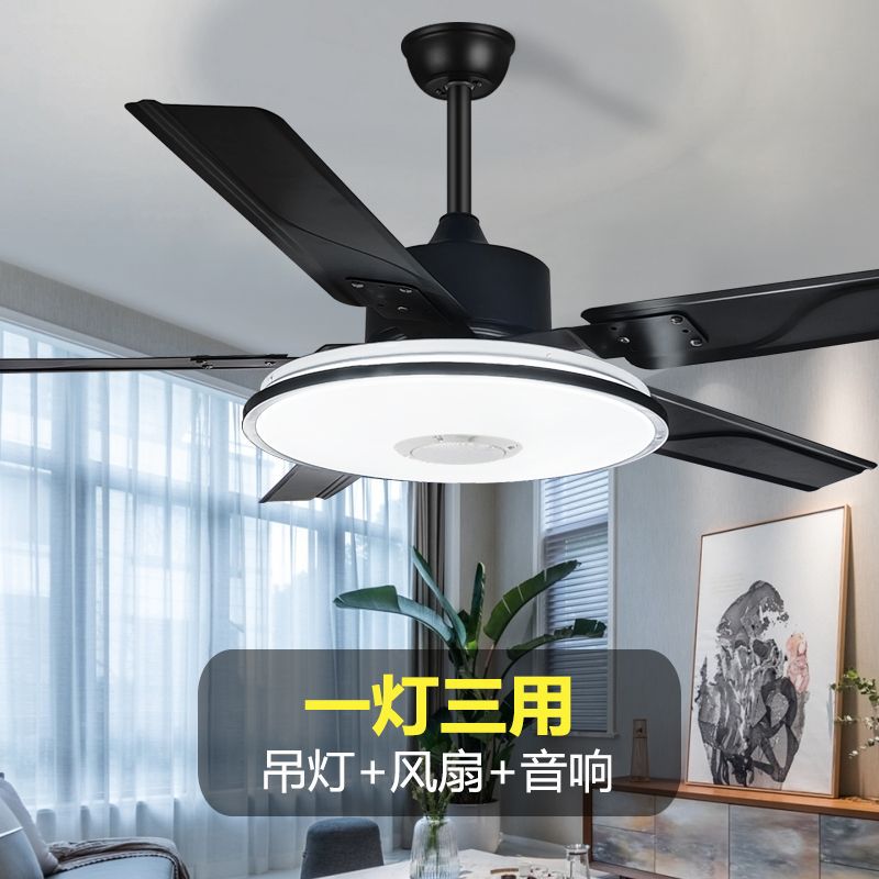 超薄风扇灯铁扇叶餐厅主卧吊扇带五叶扇一体吊扇带灯多功能厂家