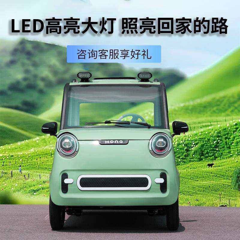 电动四轮车家用女士小型代步车全封闭迷你带雨棚一体上学接送新款