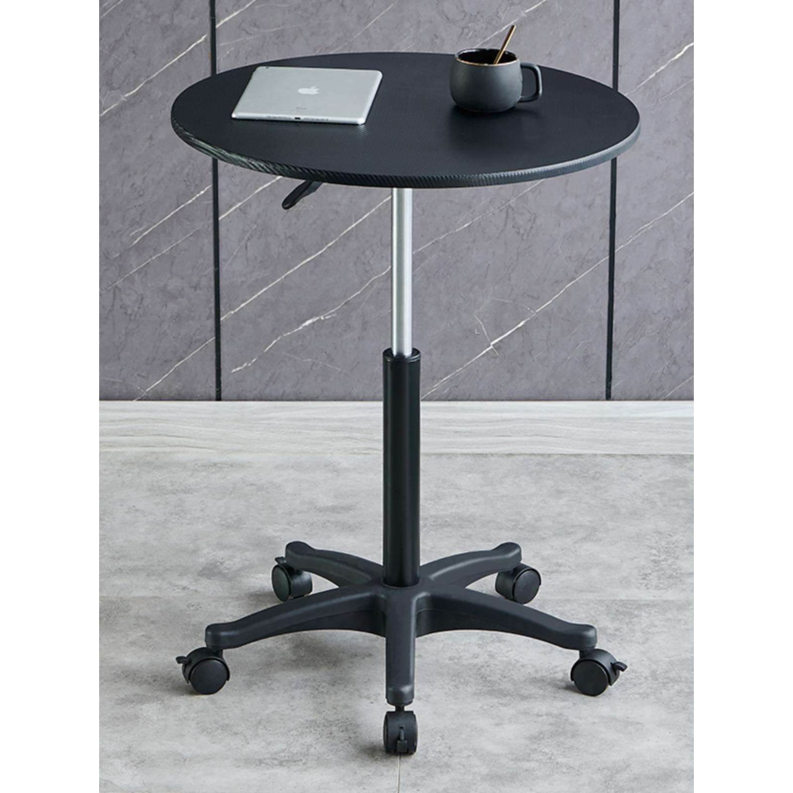 升降电脑桌家用带轮可移动床边桌子休闲接待桌简约阳台小圆桌餐桌