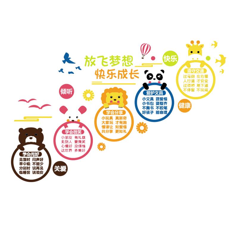 幼儿园环创主题墙面装饰成品楼梯布置材料托管班文化卡通动物墙贴