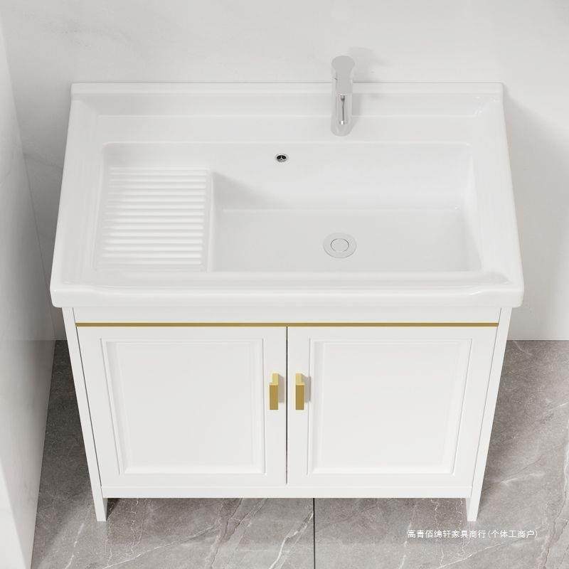 阳台洗衣盆带搓板一体卫生间洗手台家用台盆陶瓷水槽洗衣柜洗衣池