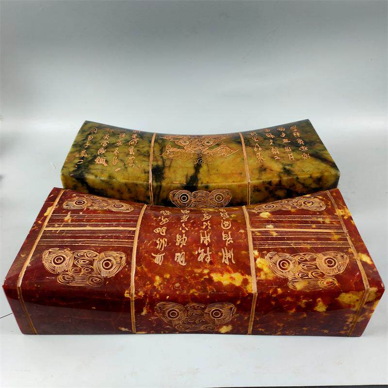 古玩杂项仿古做旧工艺品良渚文化岫玉雕刻高古玉玉枕兽面纹玉琮