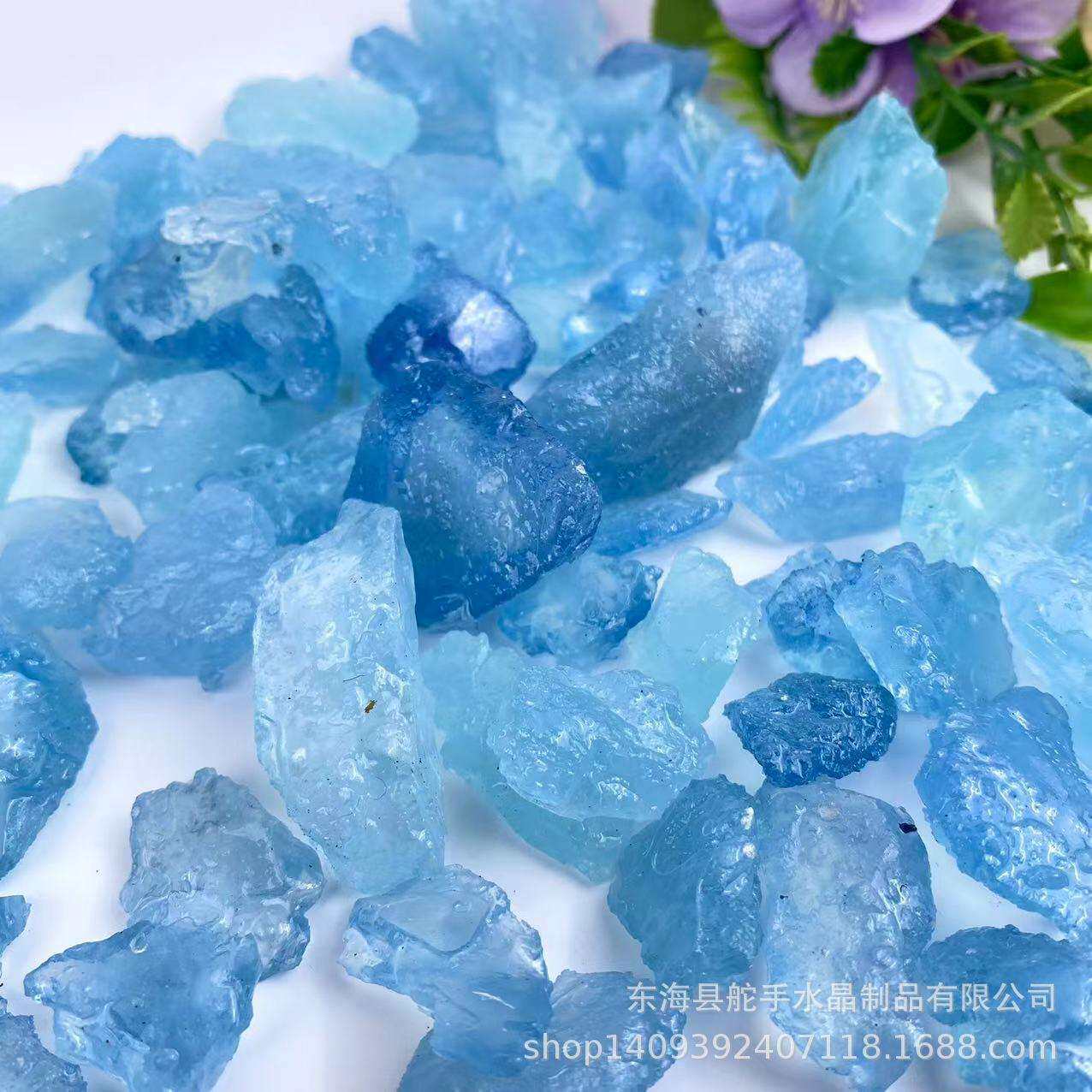 天然晶体海蓝宝原石裸石摆件毛料雕刻消磁净化水晶石原石办公摆件