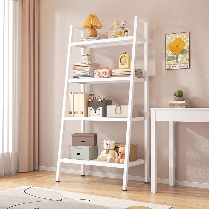 速发书架置物架落地家用卧室多客书展收纳储物架层厅梯形铁艺桌示