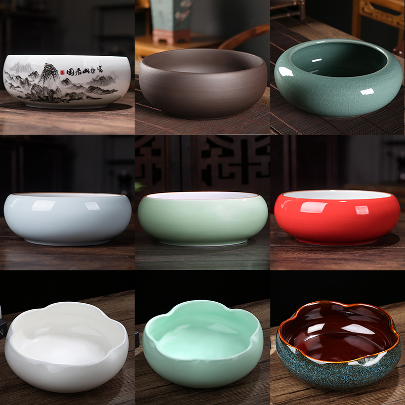 速发铜仙花盆陶瓷水钱草水培睡莲一叶莲碗莲养钱草水金盆缸无孔大