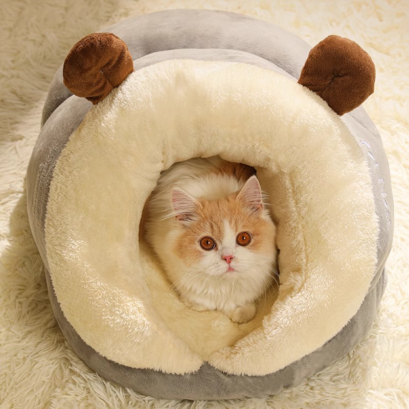 速发猫窝冬天小暖睡袋封闭式狗窝猫睡垫冬季拖鞋钻咪可猫保被子窝