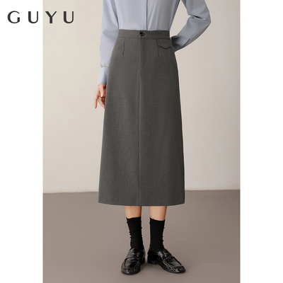 速发直筒半身裙秋冬高级感裙试正装长裙工装裙灰色职业工作面子