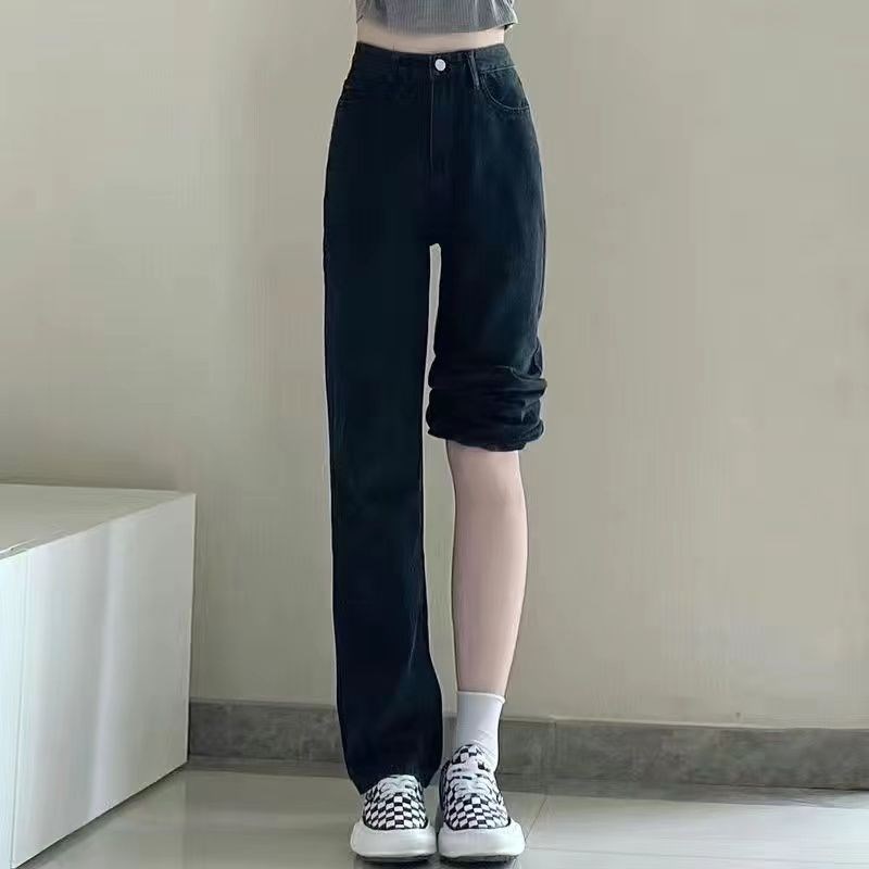 速发复古韩感阔腿牛垂裤裙春秋新款高腰百搭宽松仔版大裤子