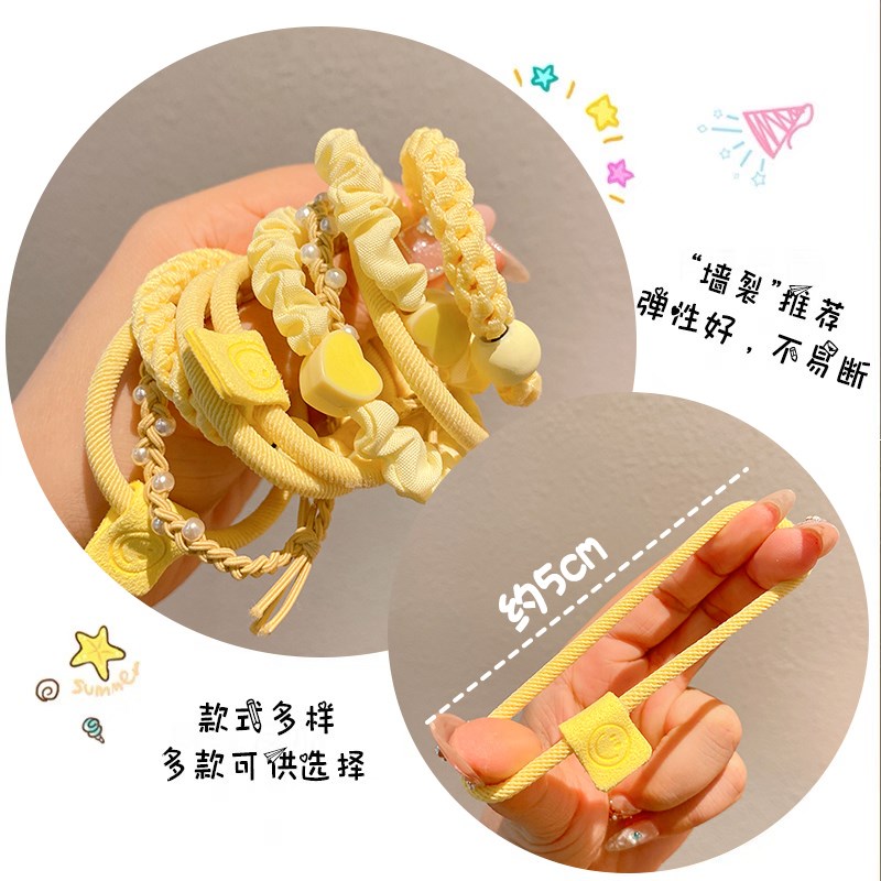 速发儿童高弹力筋头绳小孩不伤发绳甜美童高马尾发圈皮筋头饰