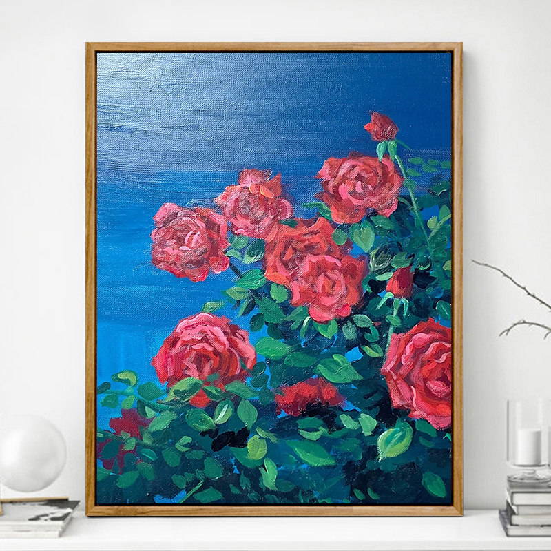 速发红绘瑰丨油字油画手工填充植物花卉手玫涂色数彩画画治愈减压
