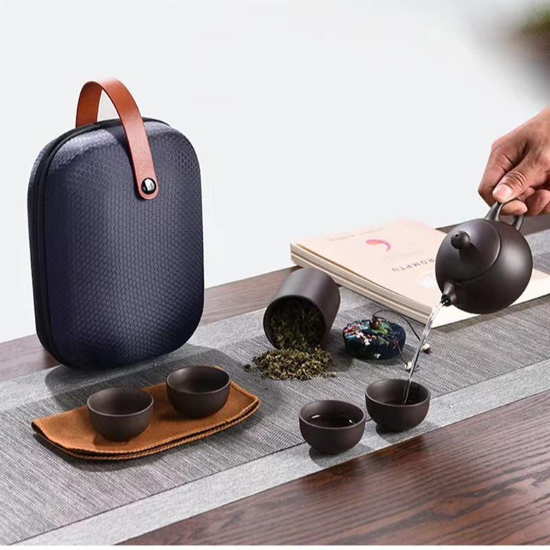 速发旅行茶具套装陶活便携紫砂快客业公司开杯商务瓷动礼品婚礼伴