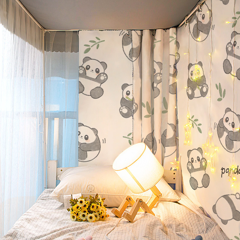 速发学生一体舍蚊帐遮光床住宿式上铺上下铺帘校专用带支架202新