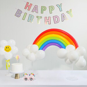 速发彩虹云朵生日装岁场景拱置气球儿童周饰色可爱派对布门