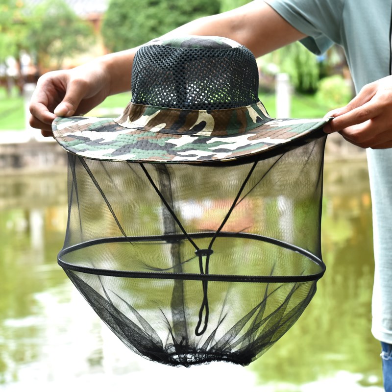 速发防蚊帽防晒帽夜钓垂钓遮帽养蜂帽防蜂帽头罩面纱男户外钓鱼