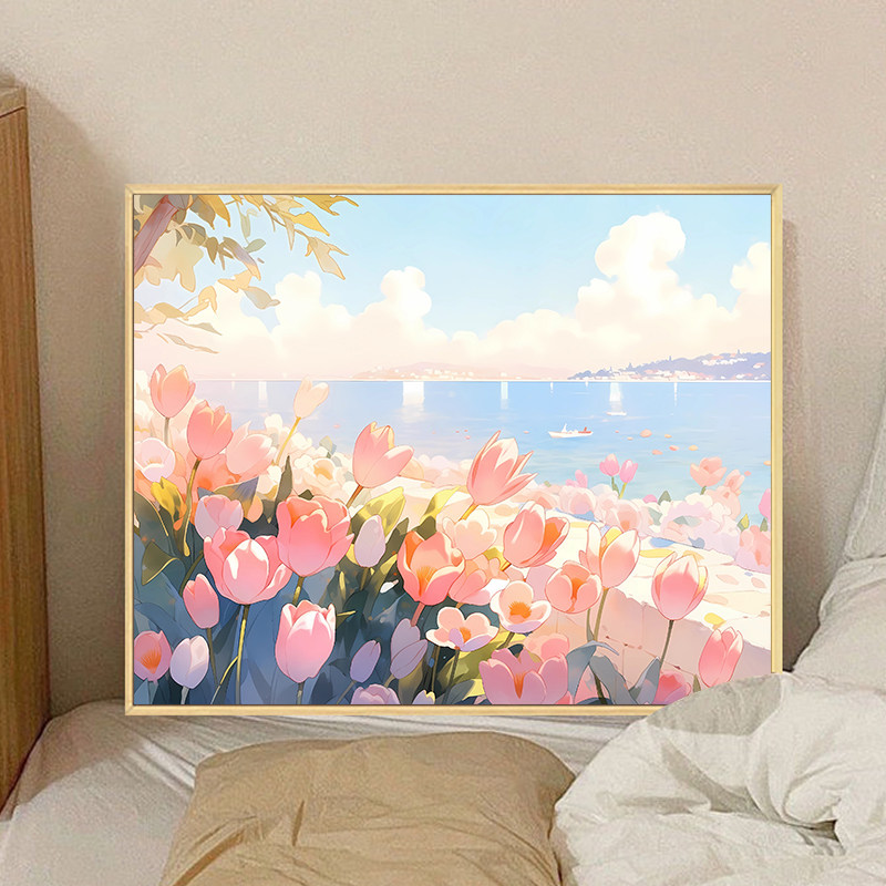 速发郁花香铃兰金卉数字油画丙烯饰充手绘治愈减压油彩涂色装填画