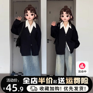 速发白色2024新款春秋法式气质小衣小个子别上漂亮衬衫长袖致衣