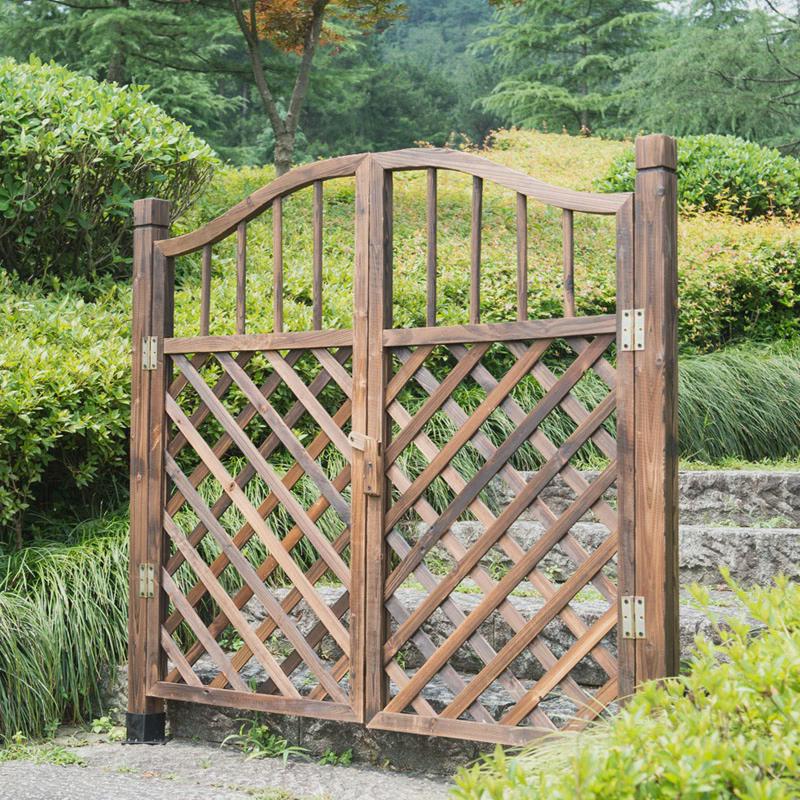 速发室外碳化防腐木拱门花架实木围栏栅栏装饰花园庭院爬藤架攀爬