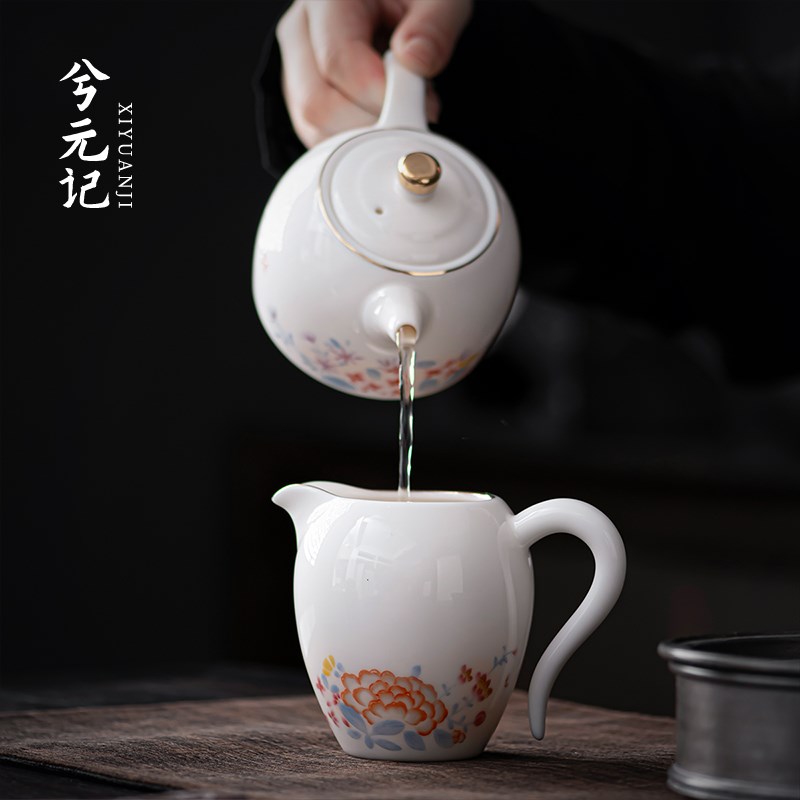速发锦簇羊脂玉瓷美人公道杯分茶器陶瓷公杯家用匀杯茶海茶道配件