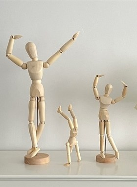 速发可调木画画用人偶人模型绘画木头节桌面创意装饰道具木人摆件