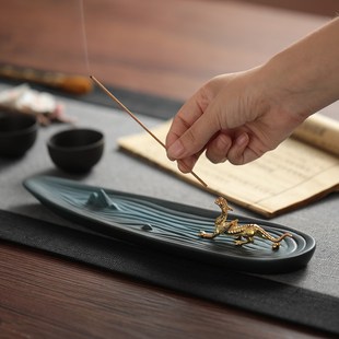 速发创意中国风龙香插香座文香炉线创茶道摆件沉香家用香薰炉檀香