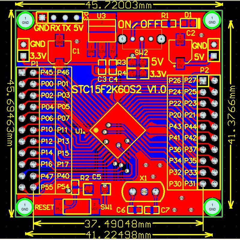 速发STC15F2K60S2 核心板 小系统板 51单晶片 STC开发板 YS-60