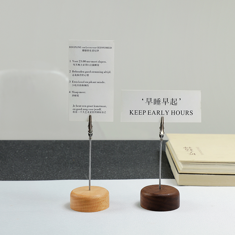 速发蛋糕标价牌标签立桌面夹片实木价格展示牌卡式夹明信片照片夹