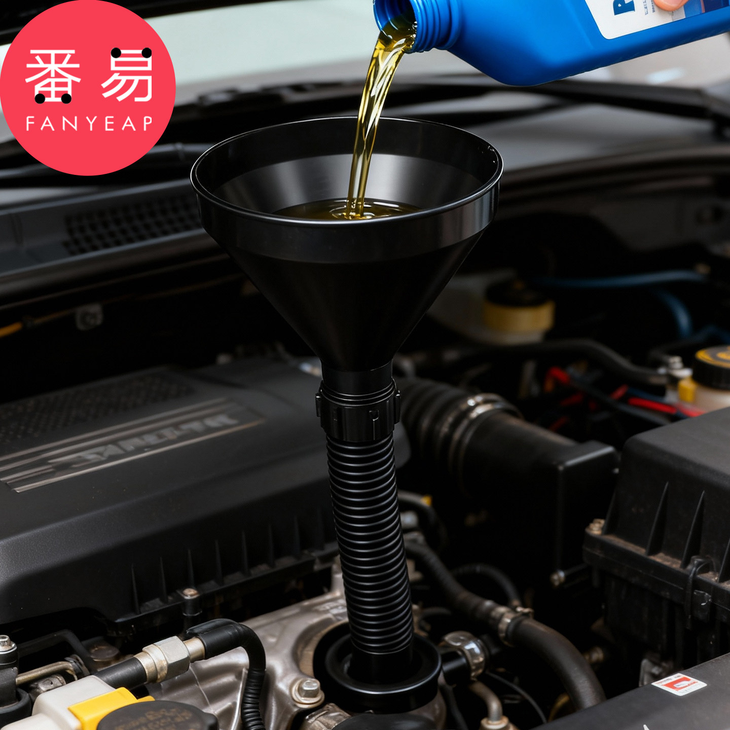 汽车漏斗C1pn008-可伸缩汽油机油加油漏斗摩托车便携换柴油过滤图片