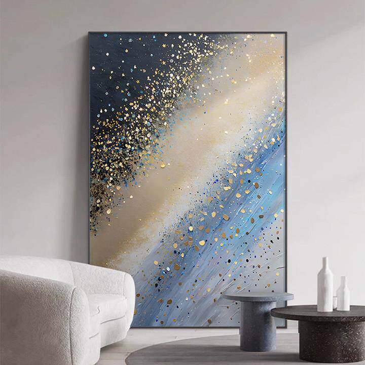 《星河无垠》星空彩岩板绘入户玄关装饰画走廊壁画客厅沙发落地画