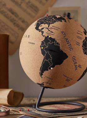 欧美软木地球仪创意家居书房客厅ins装饰品摆件礼品礼物婚礼道具