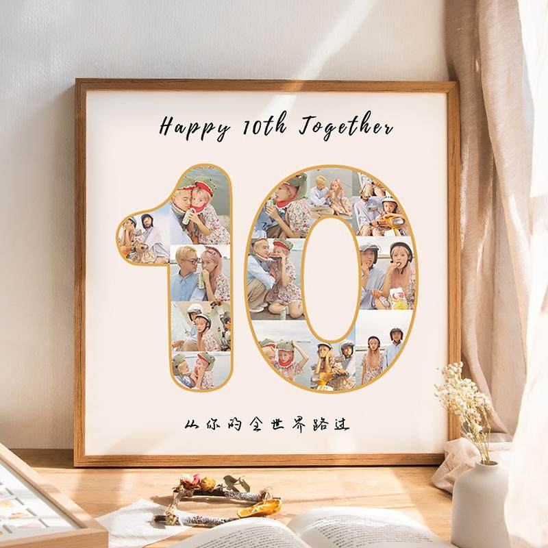 定制照片实木相框摆台diy生日数字结婚10十周年纪念儿童节成长礼6