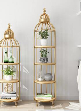 复古铁艺落地鸟笼置物架卧室创意收纳架简约工艺品客厅摆件装饰品