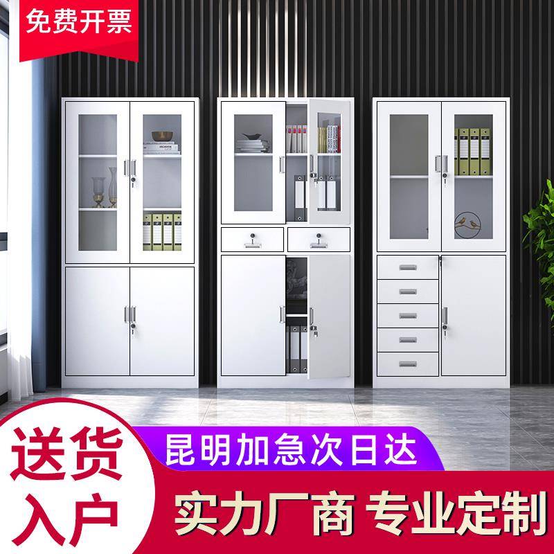 昆明加厚办公室文件柜铁皮资料柜档案员工更衣柜带锁矮柜储物柜子
