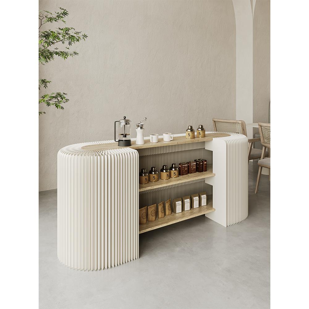 前台迎宾接待台展会移动吧台置物柜折叠前台桌多层置物架柜台展台