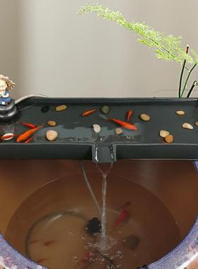 创意陶瓷鱼缸过滤养鱼大水缸造景流水器简约摆件假山鱼池水池配件