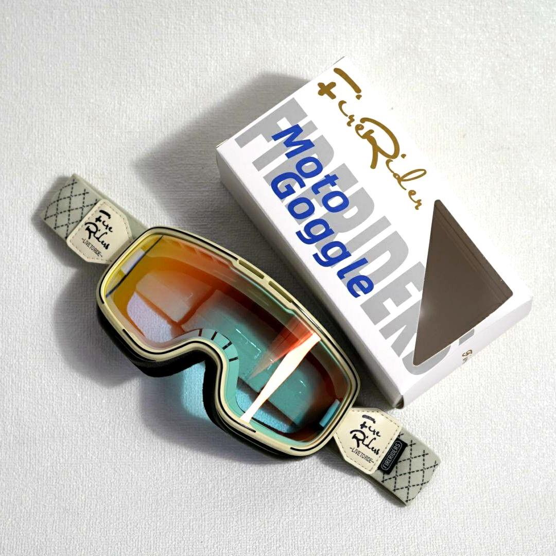 风镜摩托车复古3/4头盔防护目眼镜100%bell近视可戴fireriders