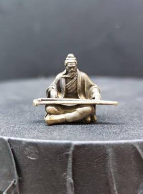 黄铜高山流水齿鼓钢琴古古筝小人物鱼缸盆景假山微型园林景观摆件