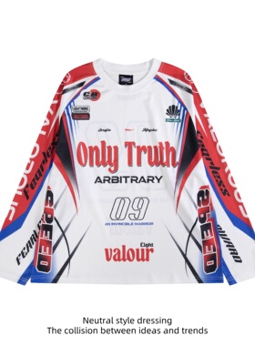 88FXM秋季新款韩国联名款机车风潮酷球衣女嘻哈酷帅hiphop长袖T恤