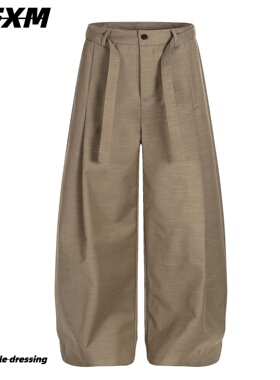 88FXM复古老钱风简约宽松西装裤男女vintage慵懒松弛感休闲裤子潮