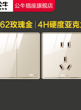 公牛开关插座面板亚克力材质开关面板usb嵌入式五孔家用暗装G62金