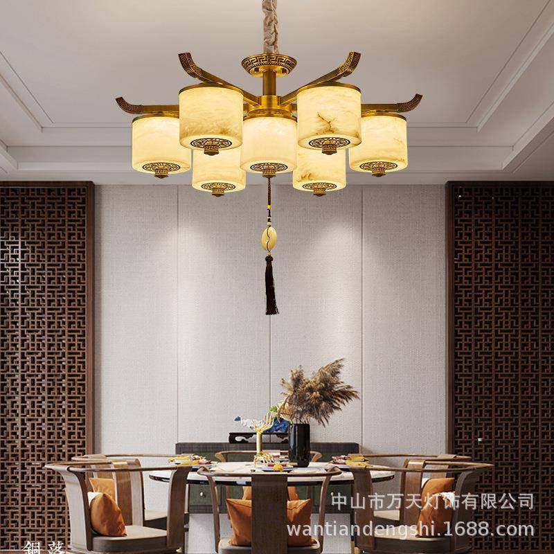 新中式铜吊灯厅客高级感大厅复中式别墅餐厅灯国风禅意全客20550,家装灯饰光源,智能吊灯,淘宝优惠券,粉丝福利购,淘宝优惠卷