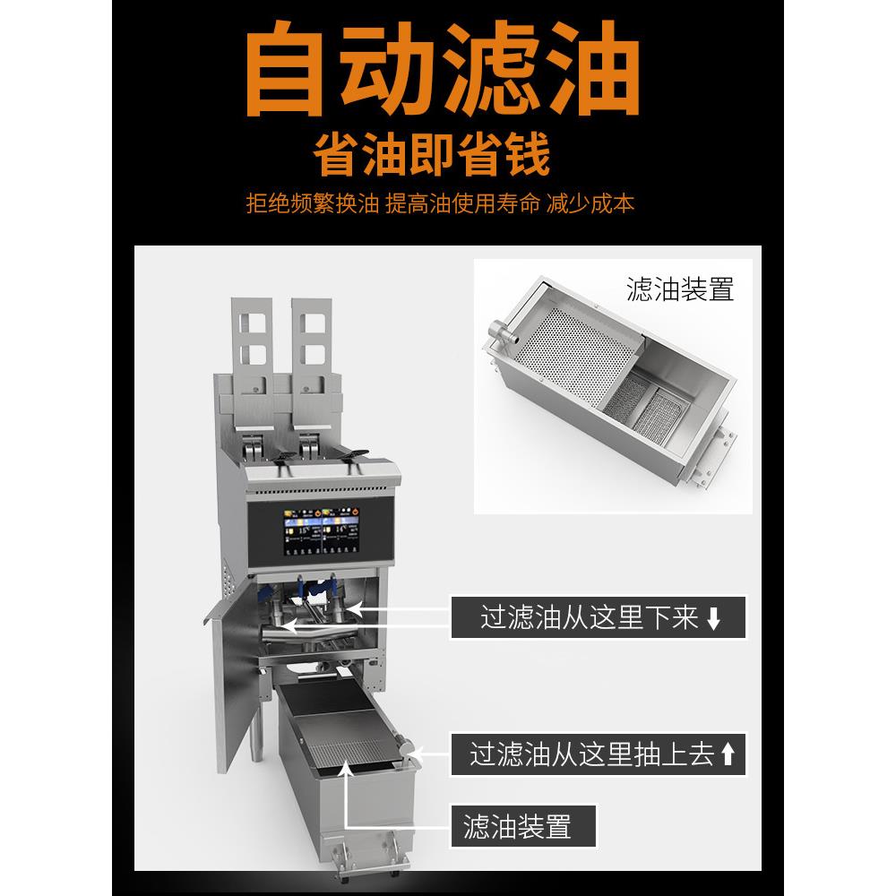 商用扁滤管翻转油炸锅自动提升触摸 屏油炸可炉OFE-DKBH213L