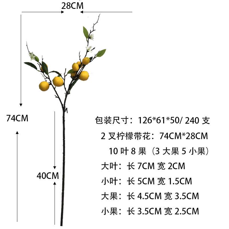 仿水檬果柠带花家居001装饰摄影道具真 仿真水果果柠檬树 新年浆