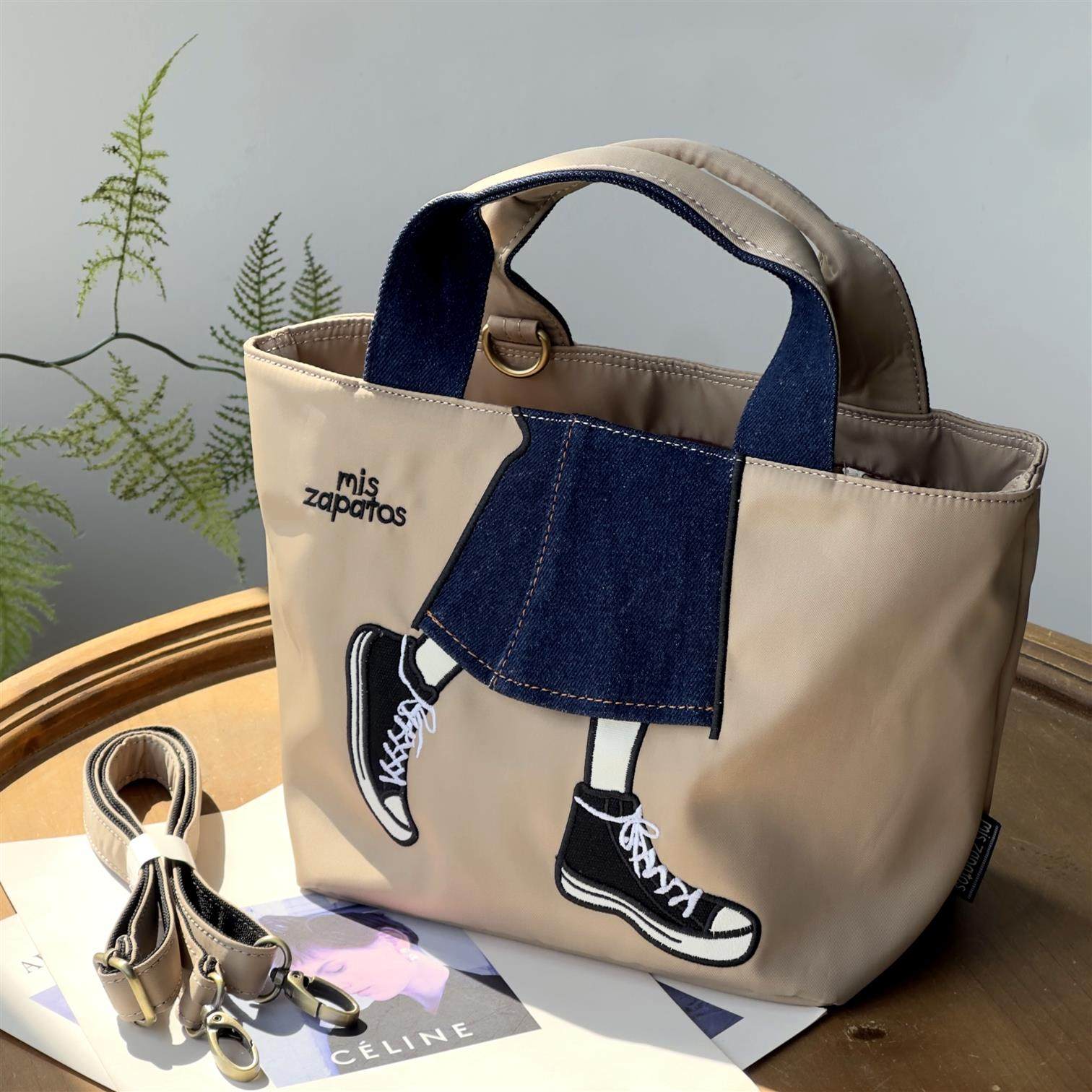 专柜手提包斜跨包敞口袋轻便旅行手拎包女包包逛街妈咪包百搭