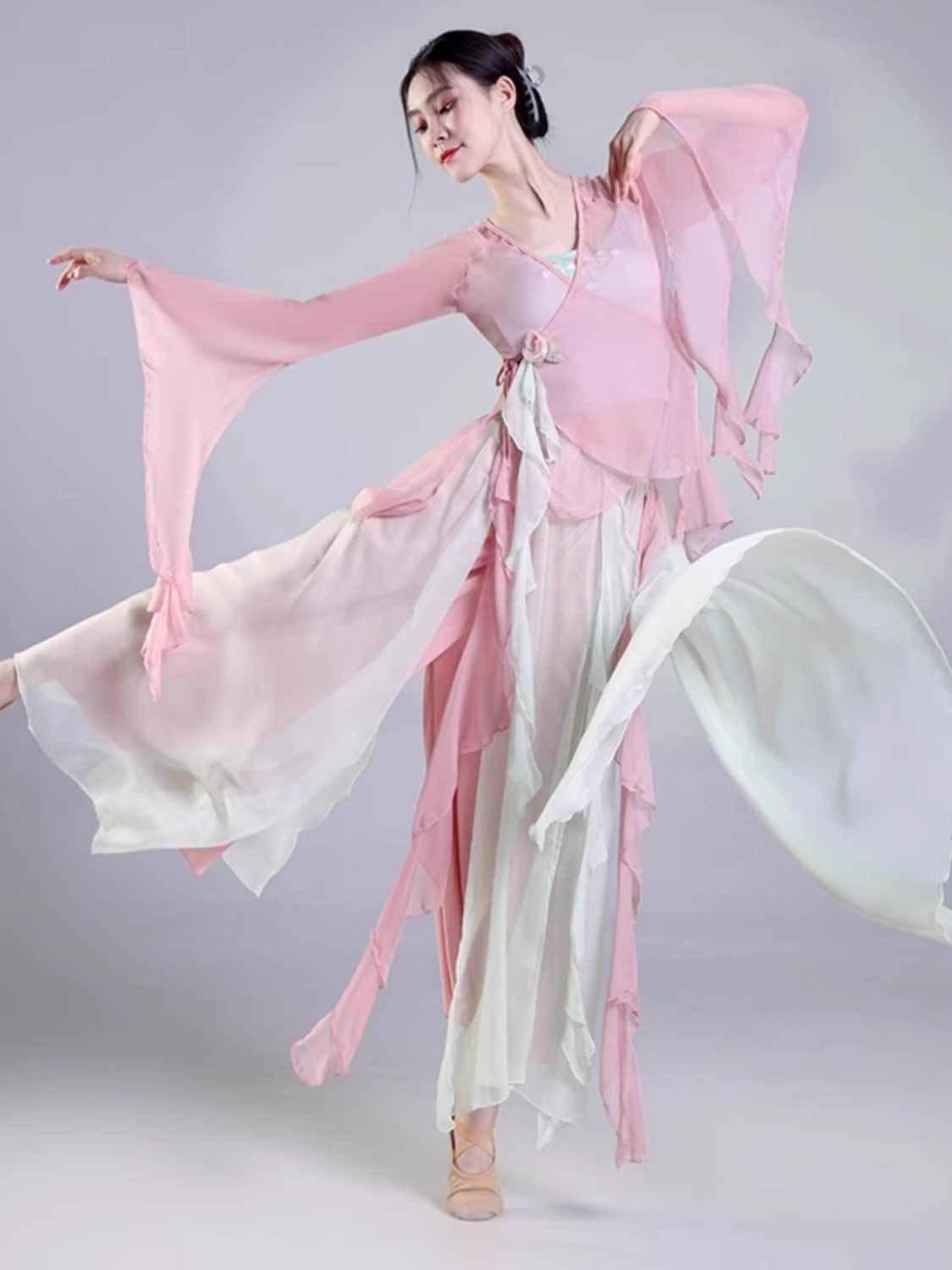 飘逸纱衣演出服古典舞蹈服中国舞古风神话练功裤服身韵仙气上衣女